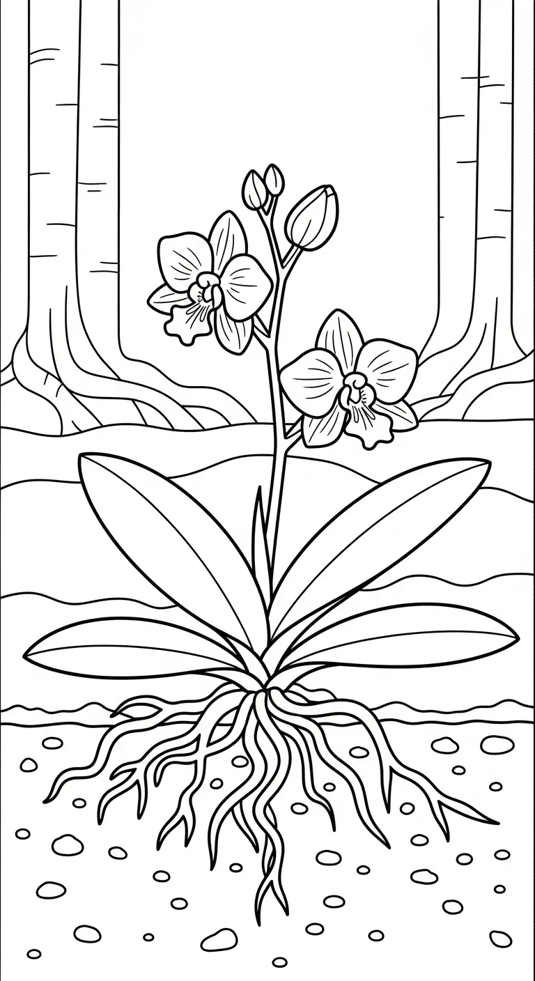 coloriage Orchidée pour enfants à imprimer