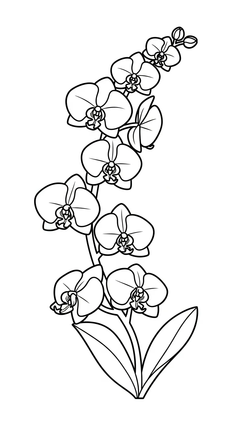 coloriage Orchidée à imprimer pour enfant de 8 ans