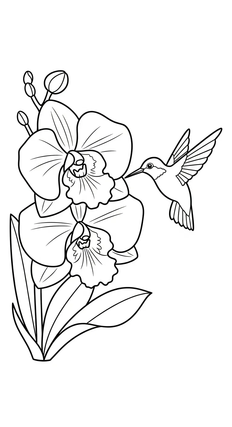 coloriage Orchidée pour enfant de 5 ans