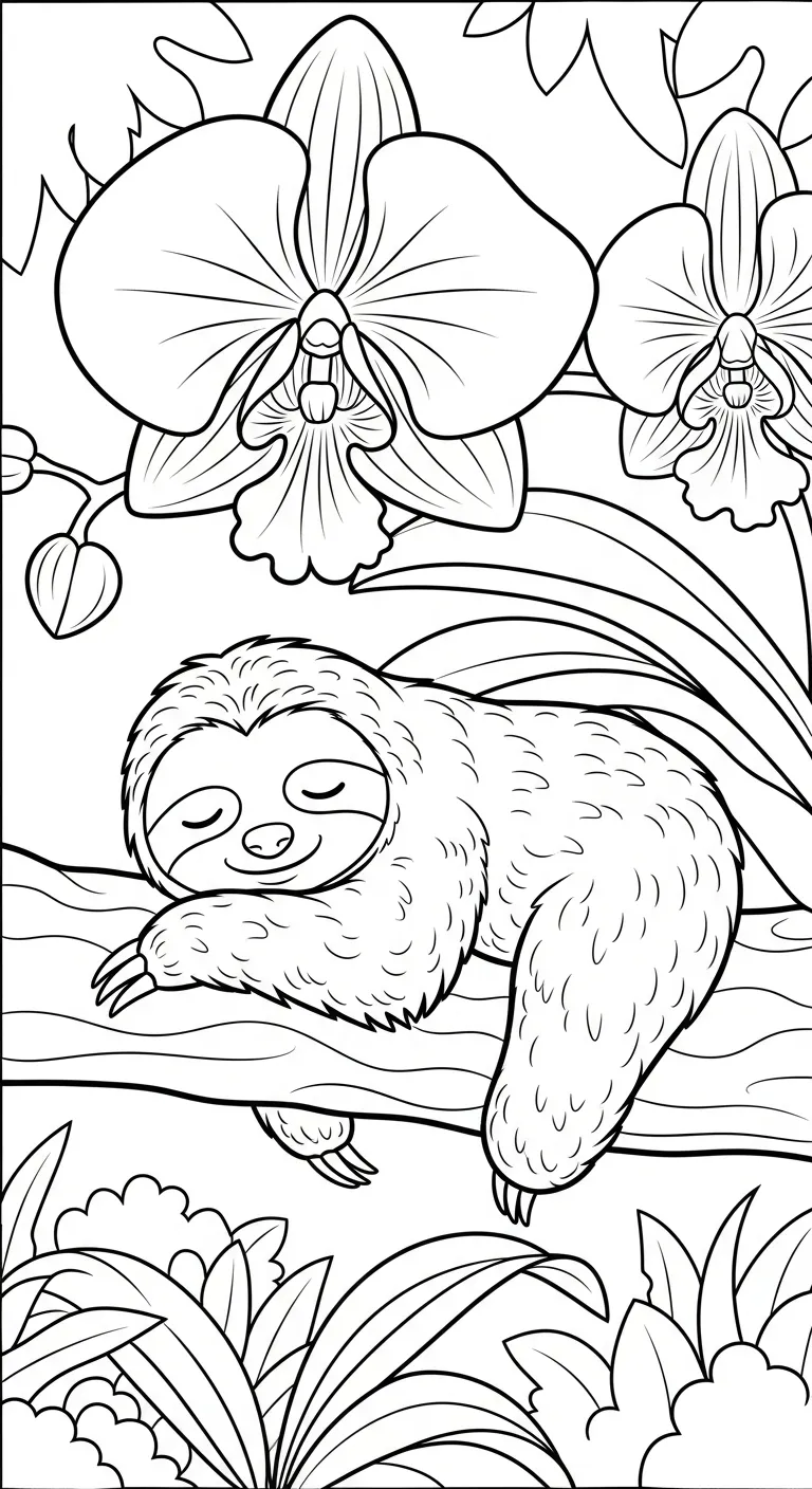 coloriage Orchidée à imprimer pour enfant de 9 ans
