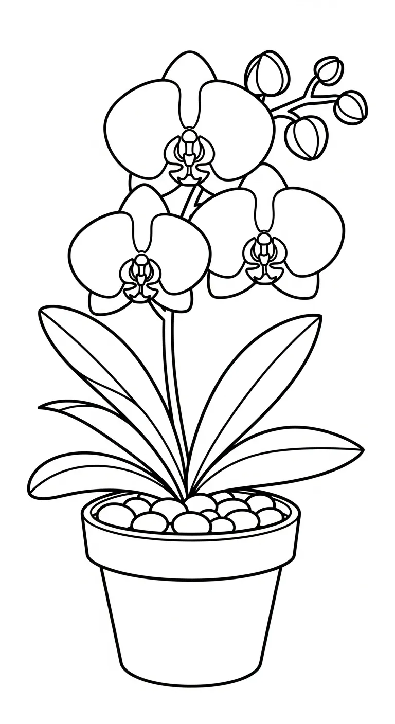 coloriage Orchidée à imprimer kawaii