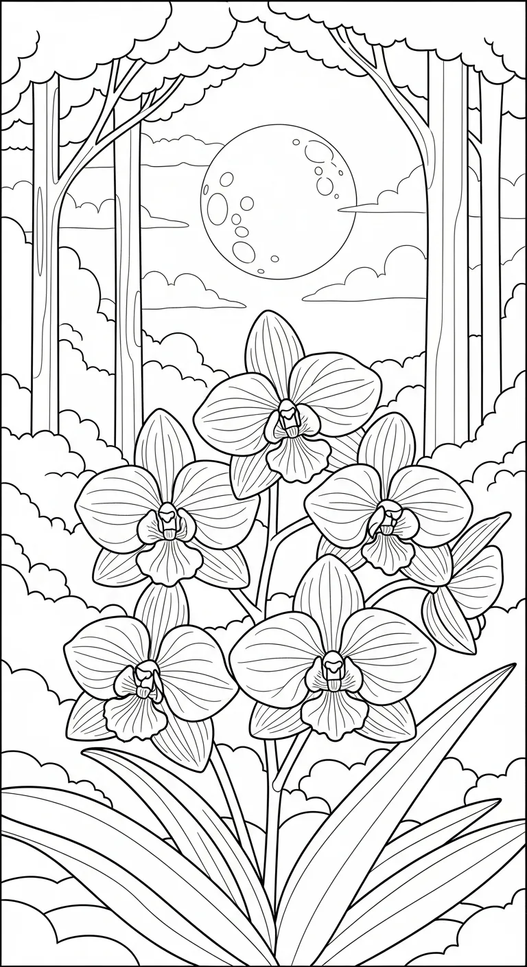 coloriage Orchidée en ligne pour enfant