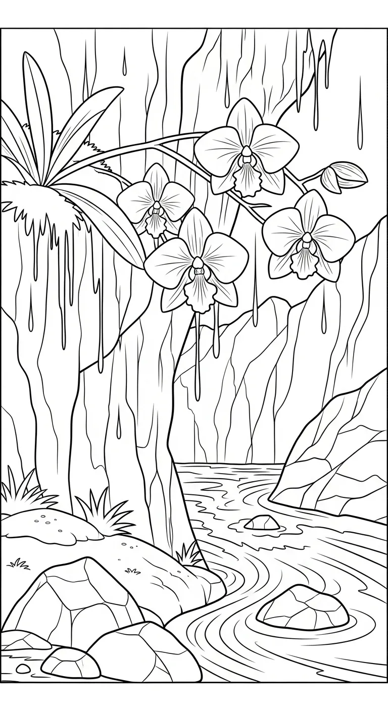 coloriage Orchidée pour enfants à télécharger 1