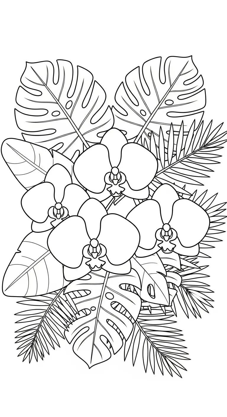 coloriage Orchidée pour enfants a imprimer gratuit