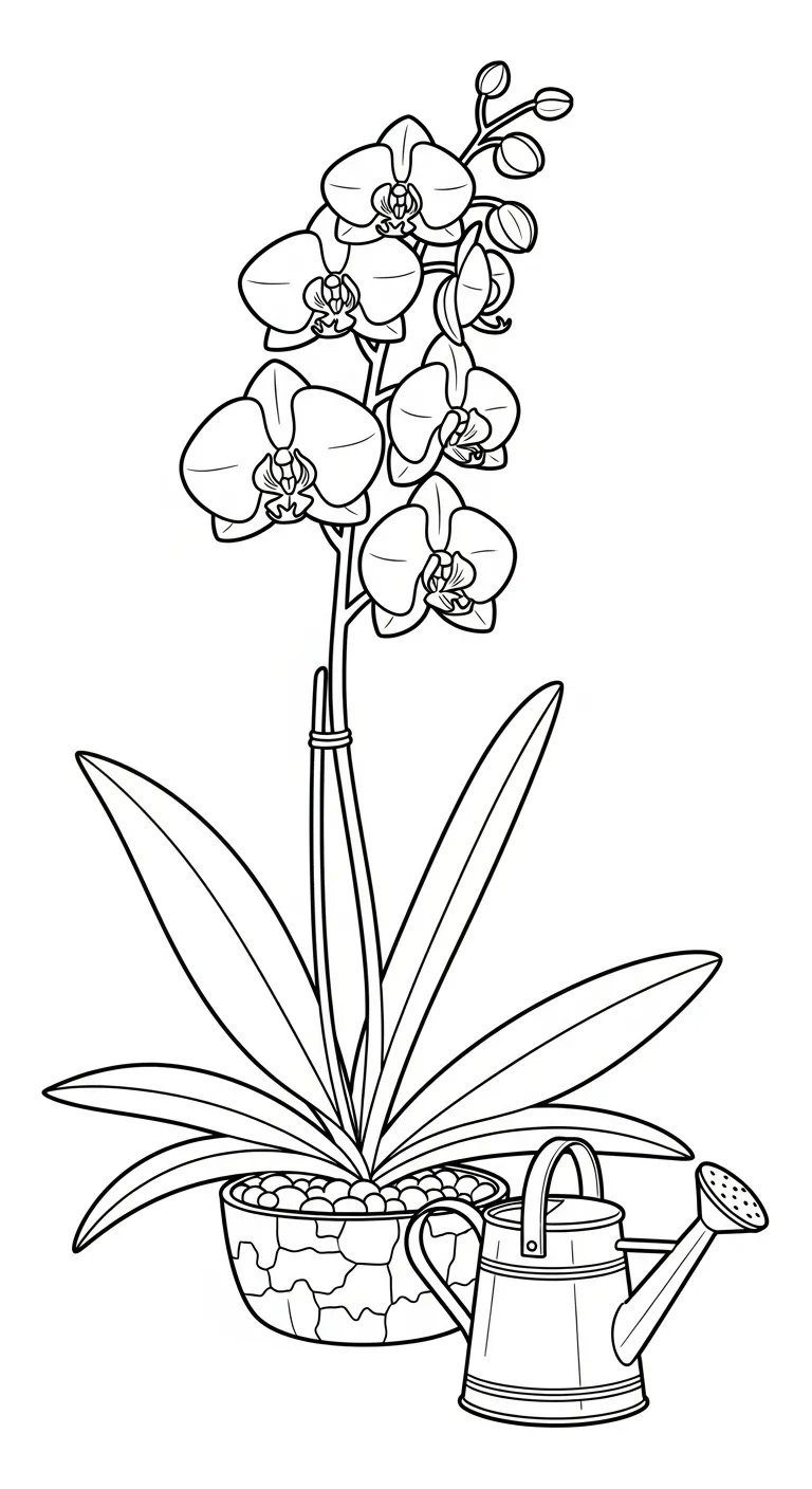 coloriage Orchidée à imprimer pour enfant de 10 ans 1