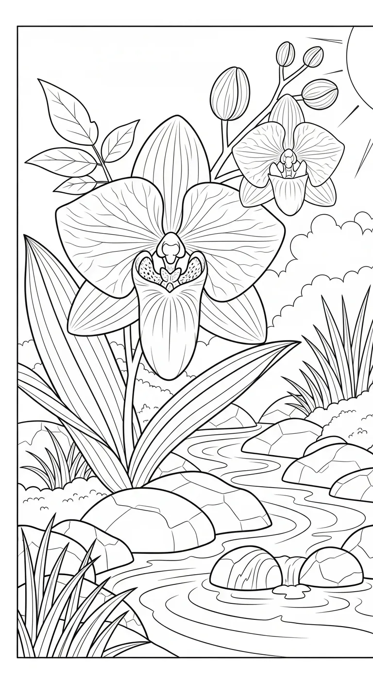 coloriage Orchidée a imprimer gratuitement