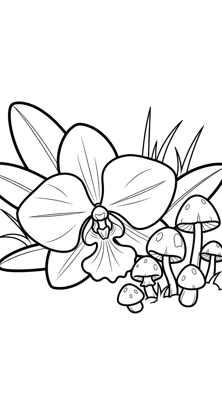 coloriage Orchidée pour enfant de 7 ans
