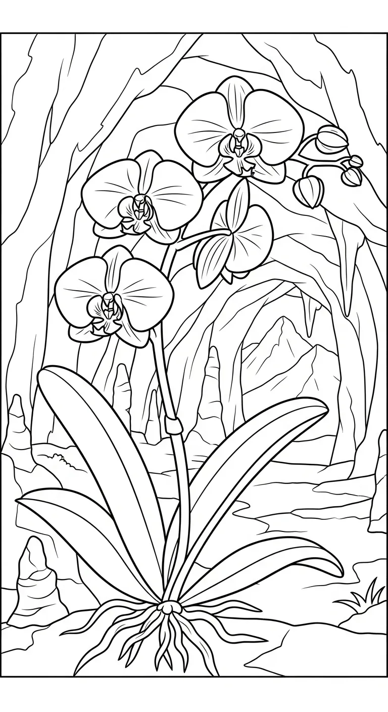 coloriage Orchidée pour enfants à imprimer 1
