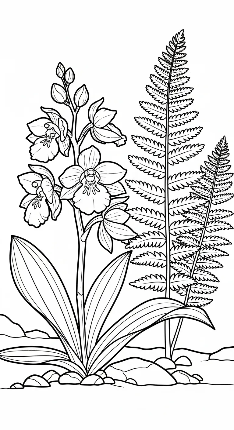 coloriage Orchidée à imprimer pour enfant de 3 ans