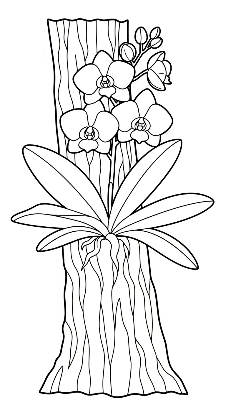coloriage Orchidée pour enfant de 3 ans