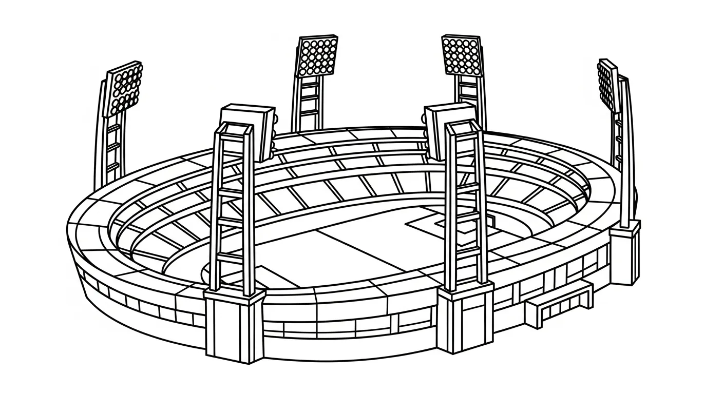 coloriage Stade et découpage à imprimer