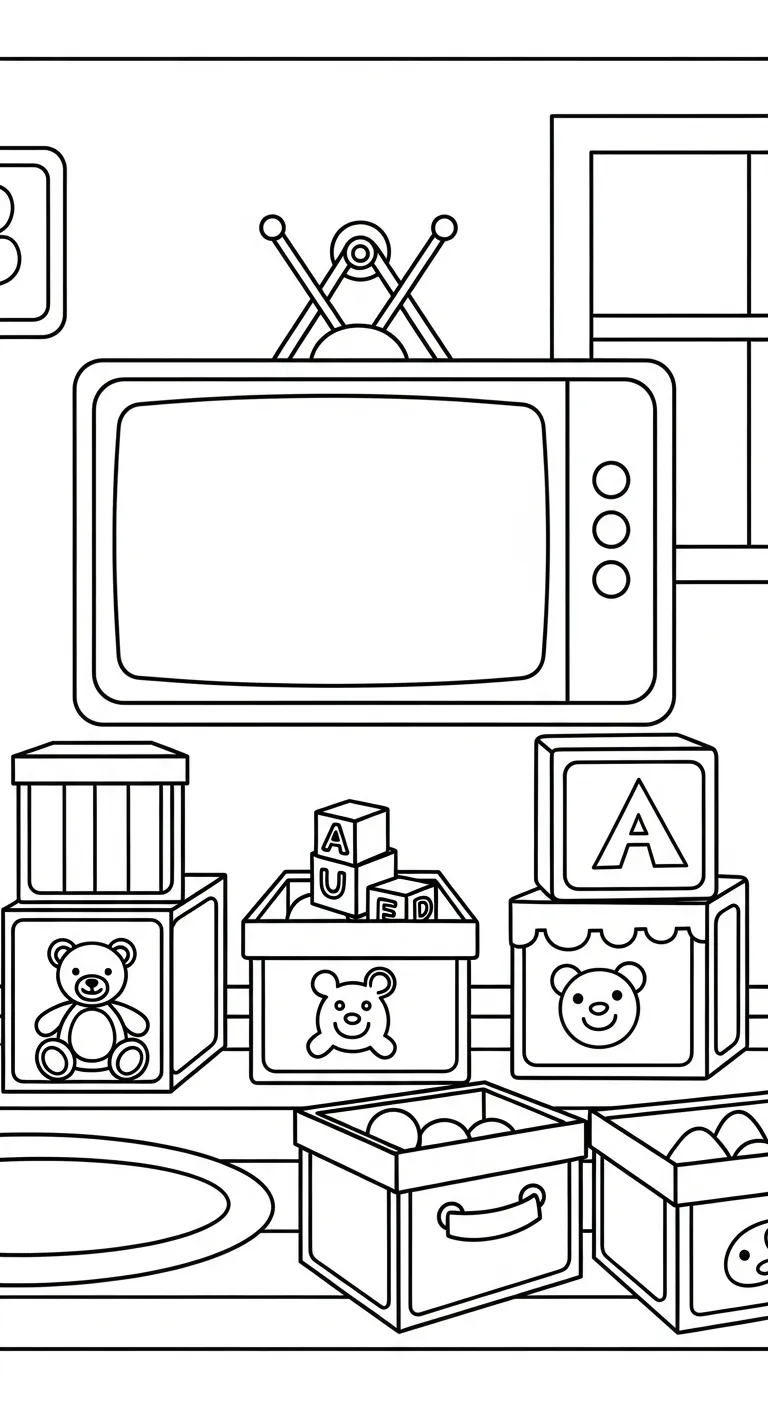 coloriage Télévision à imprimer pour enfant de 2 ans