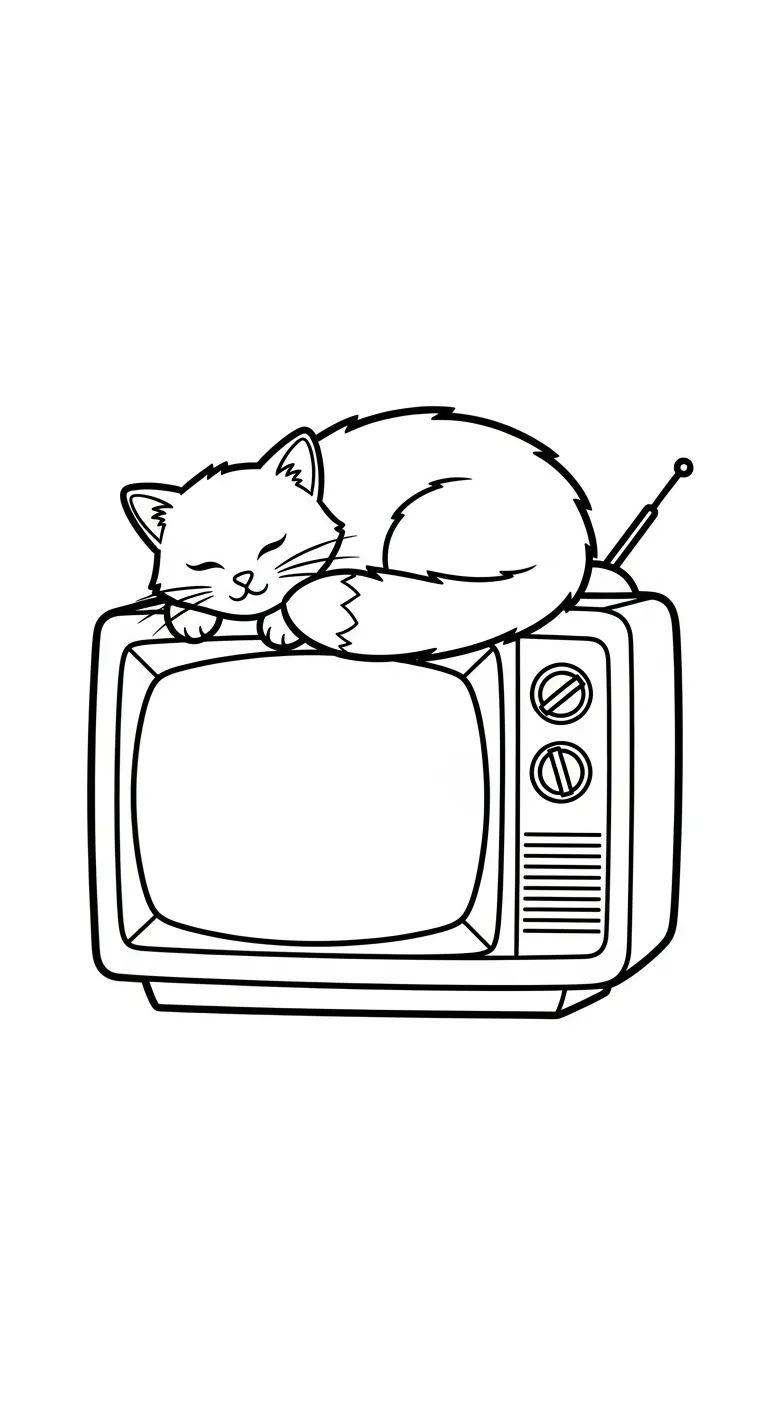 coloriage Télévision pour enfant de 5 ans 1