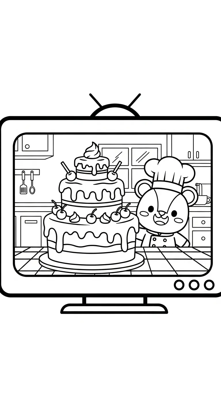 coloriage Télévision à imprimer pour enfant de 3 ans 1