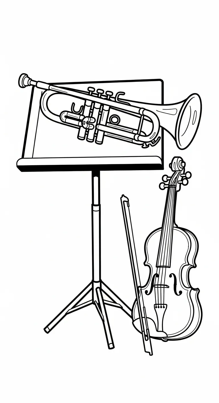 coloriage Trompette et apprentissage