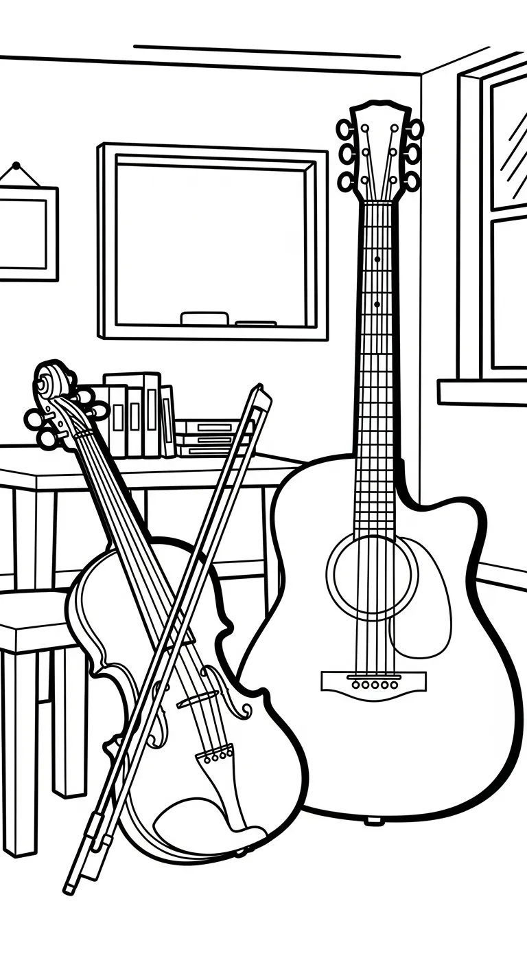 coloriage Violon à imprimer pour enfant de 6 ans