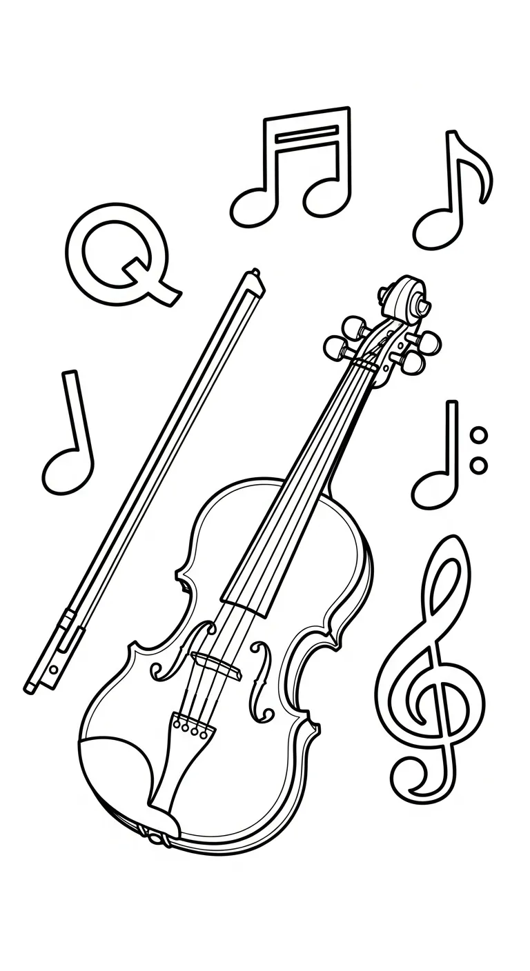 coloriage Violon à imprimer pour enfant de 2 ans