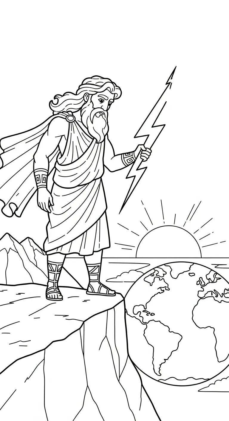 coloriage Zeus pour enfants a imprimer gratuit