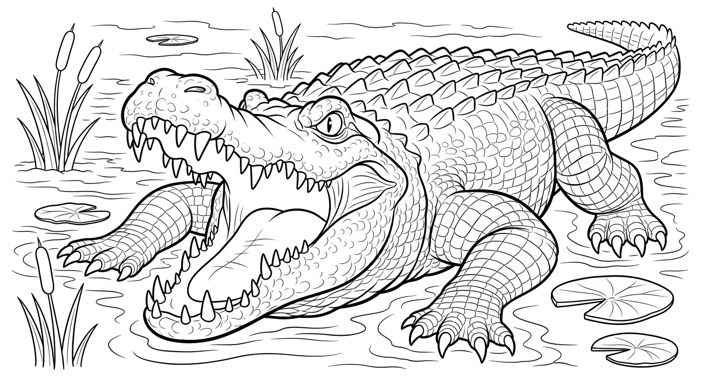 Crocodile coloring page to print 2