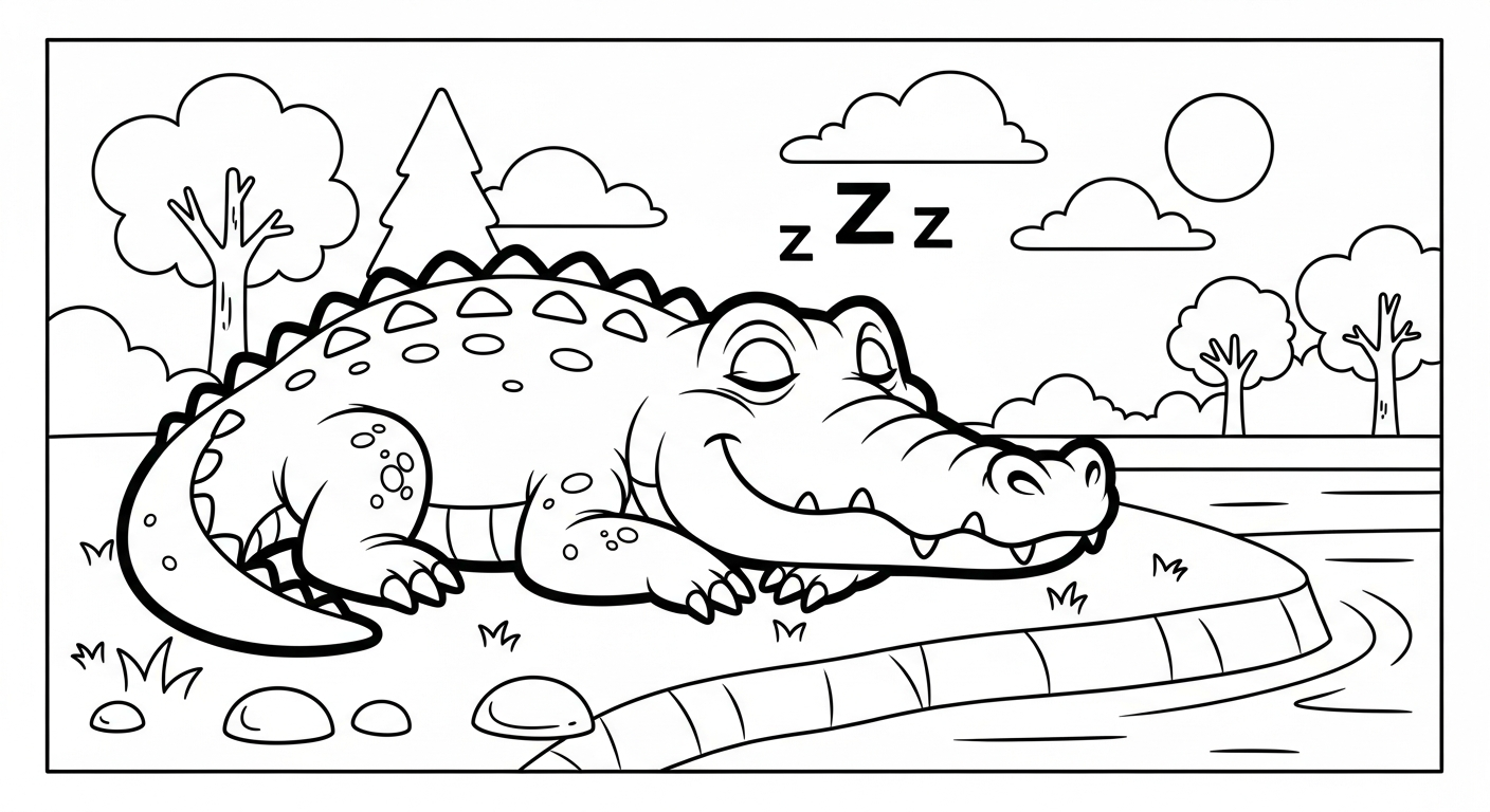 Printable Crocodile Coloring Page for Children 1