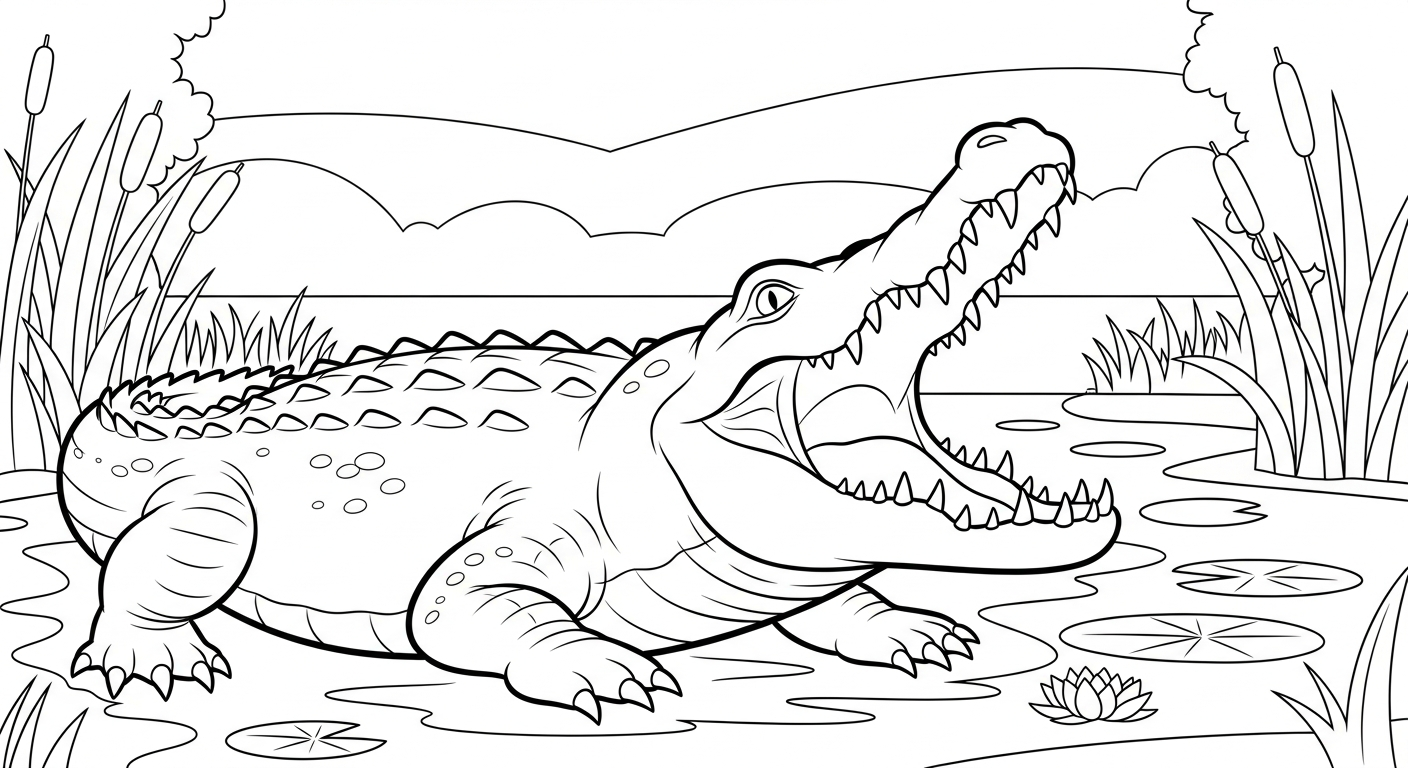 Free printable crocodile coloring page for children 1