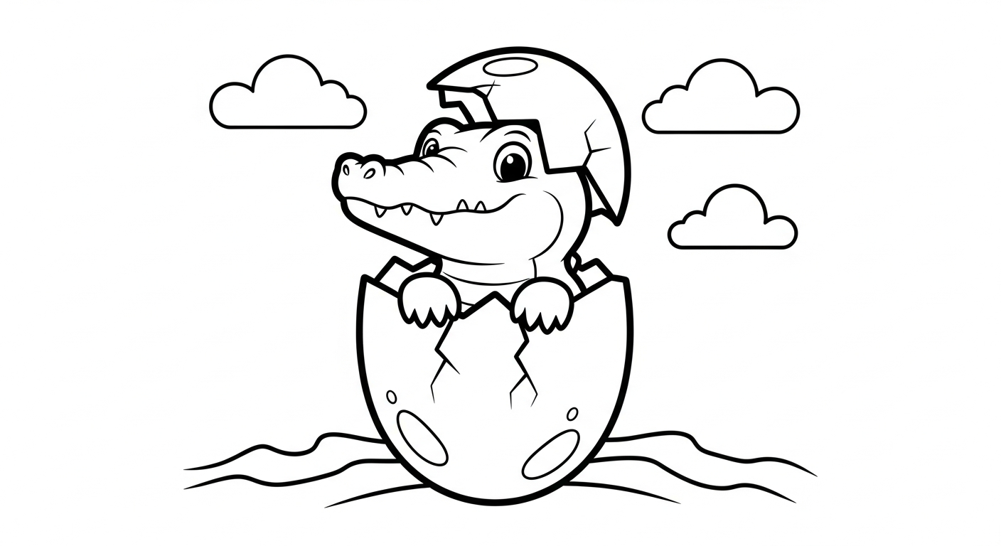 Crocodile coloring page to print a4
