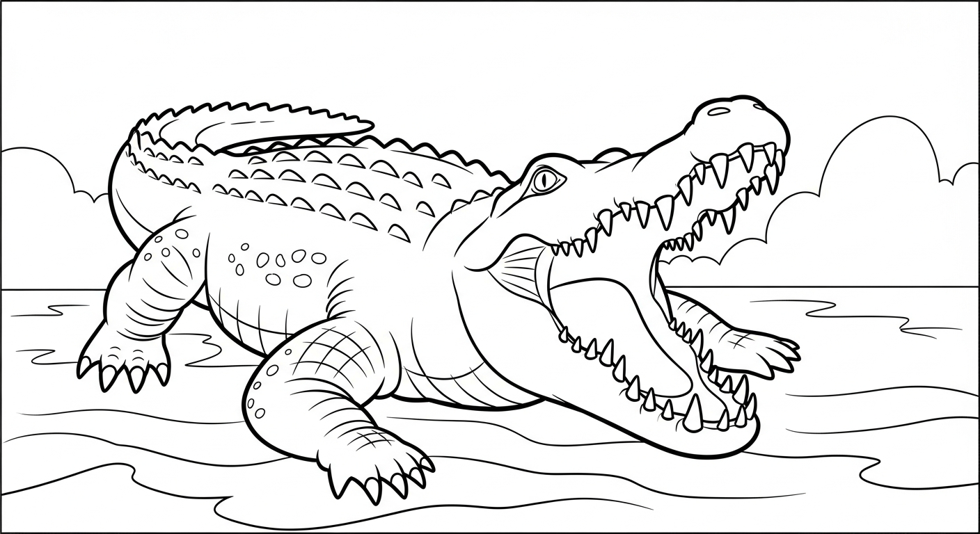Crocodile coloring and cutting 2