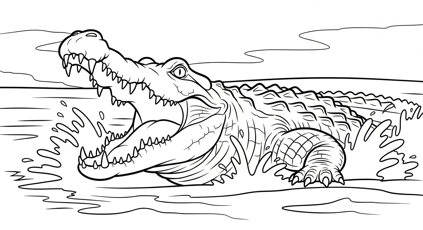 Free online crocodile coloring page