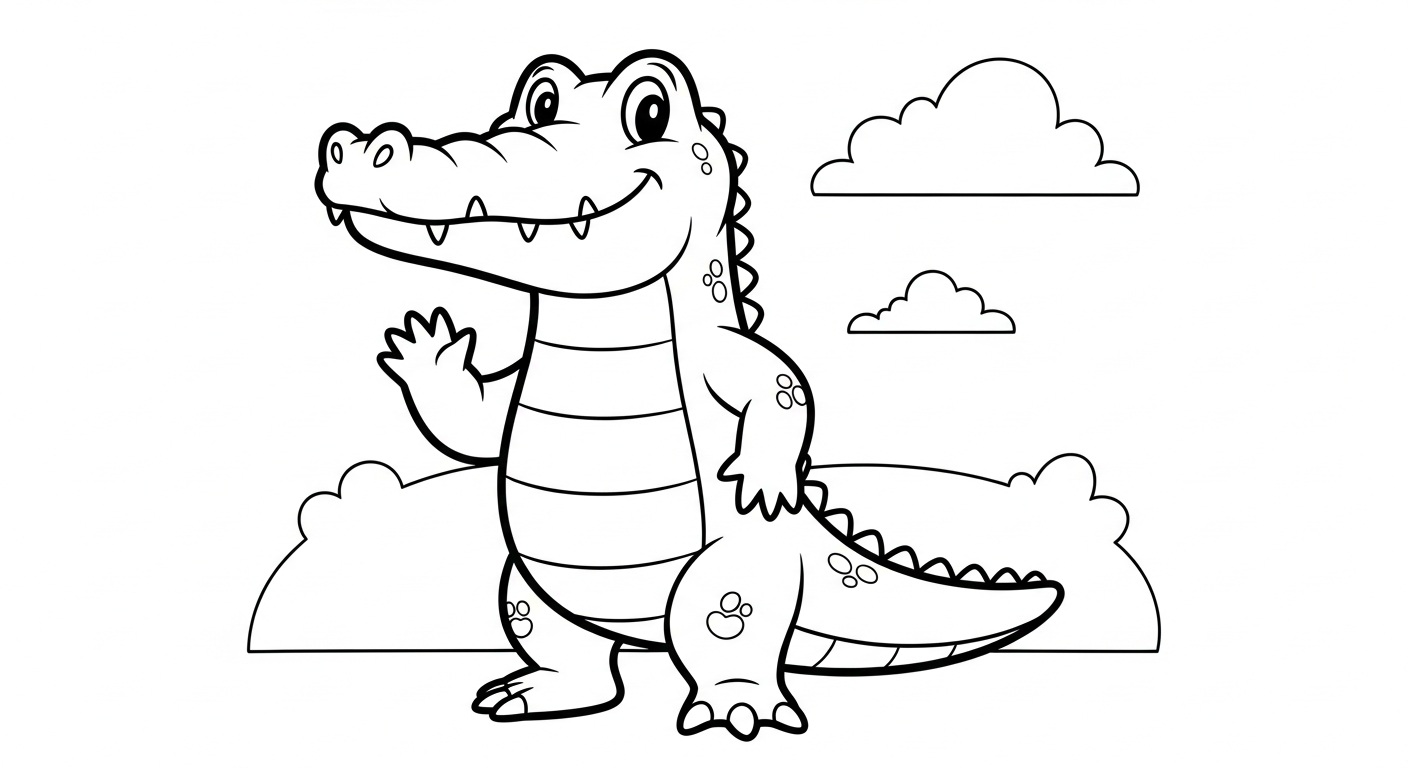 Free printable crocodile coloring page for children
