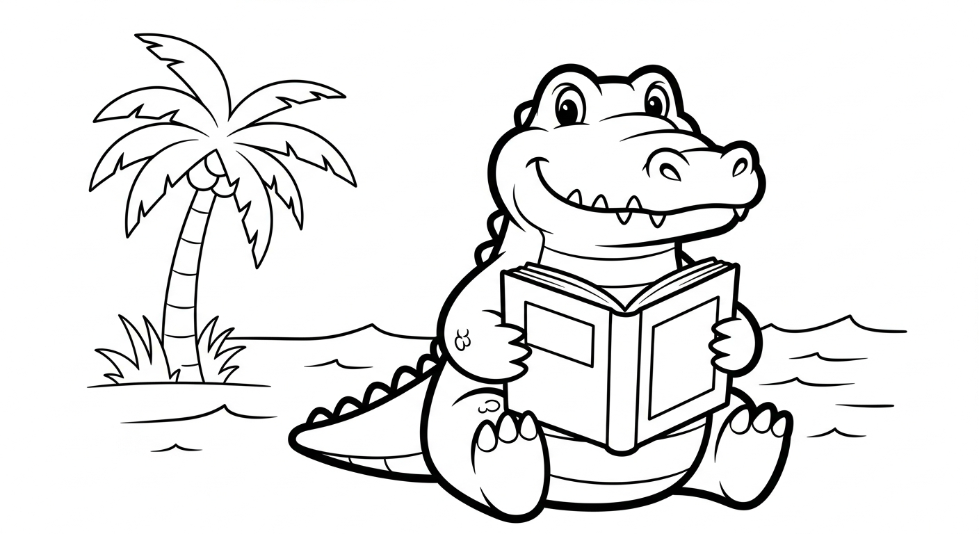 Crocodile coloring page to color online 1