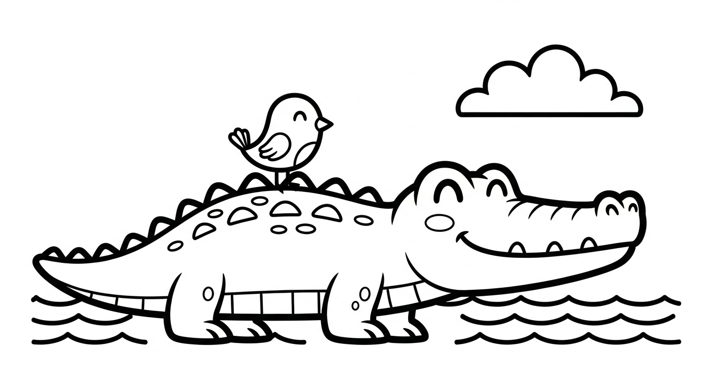 Crocodile coloring page to print 1