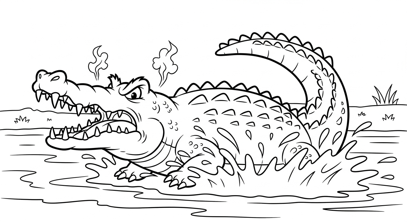 Crocodile coloring page to print