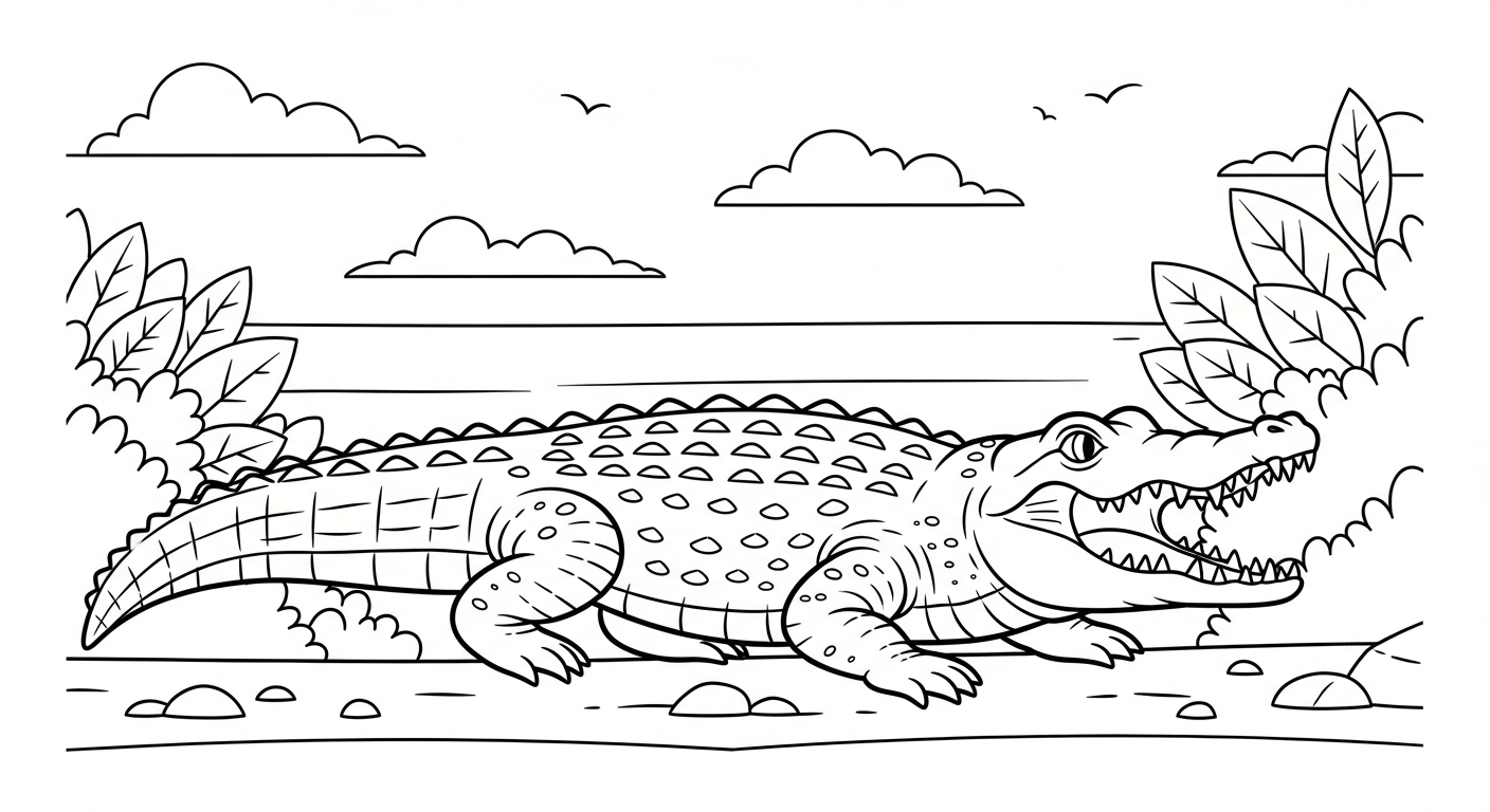 Crocodile coloring for 4 year old child