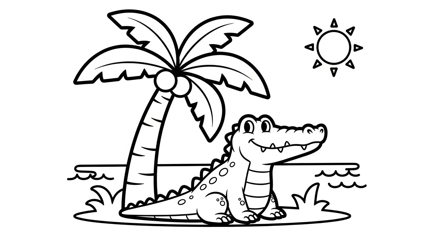 Crocodile coloring for 3 year old child
