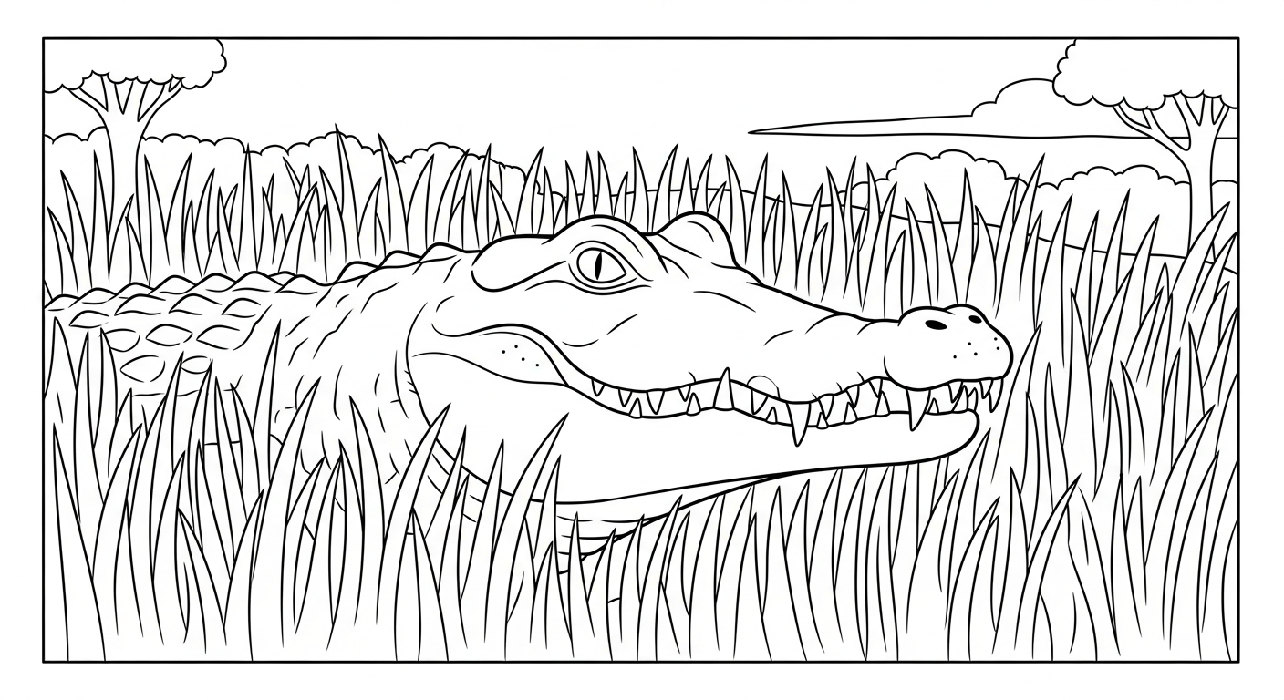 Free printable crocodile coloring page