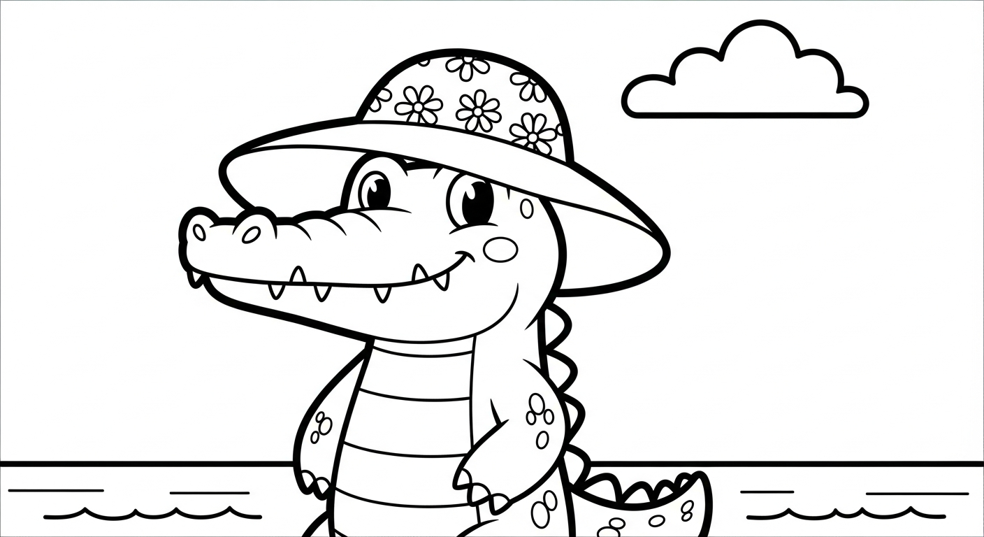 Crocodile coloring page to print for an 8-year-old child 1
