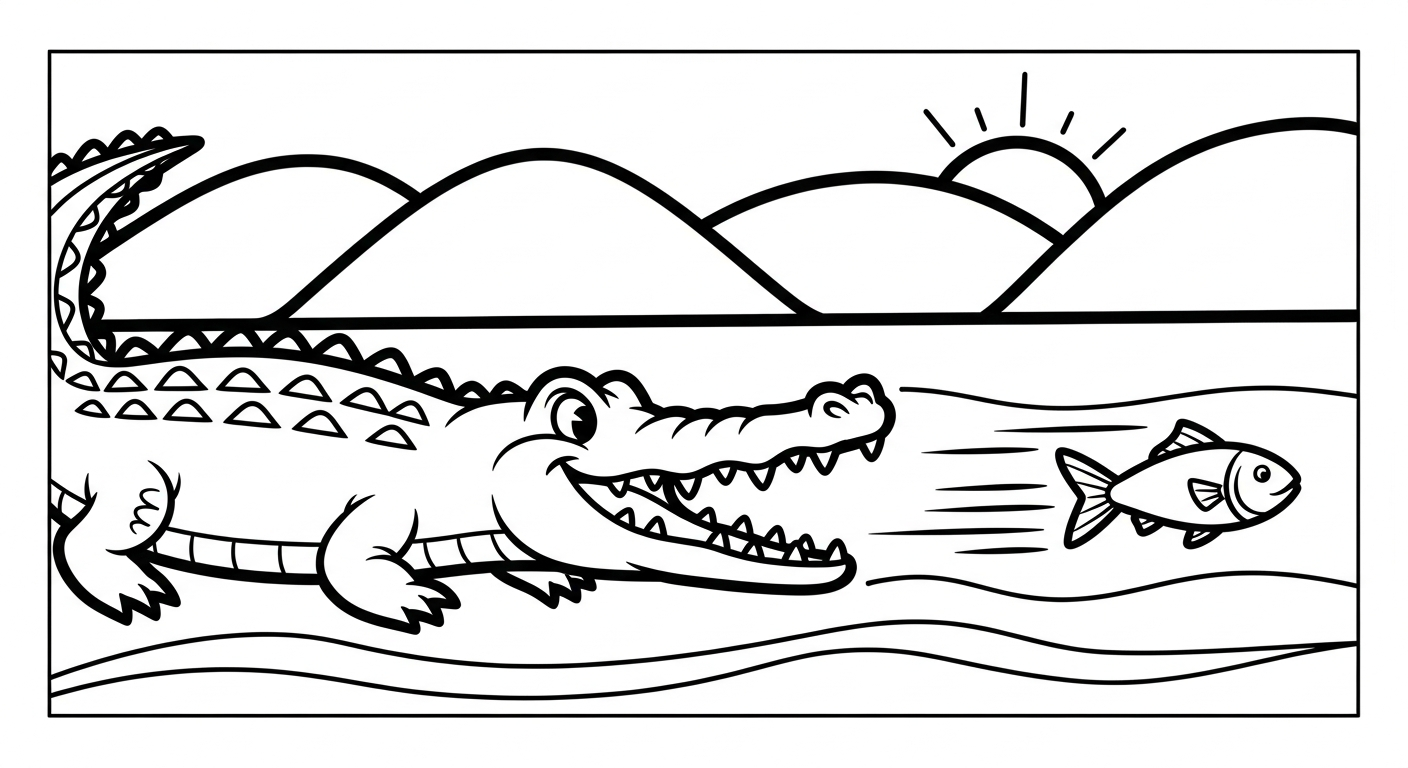 Crocodile coloring page to download 1