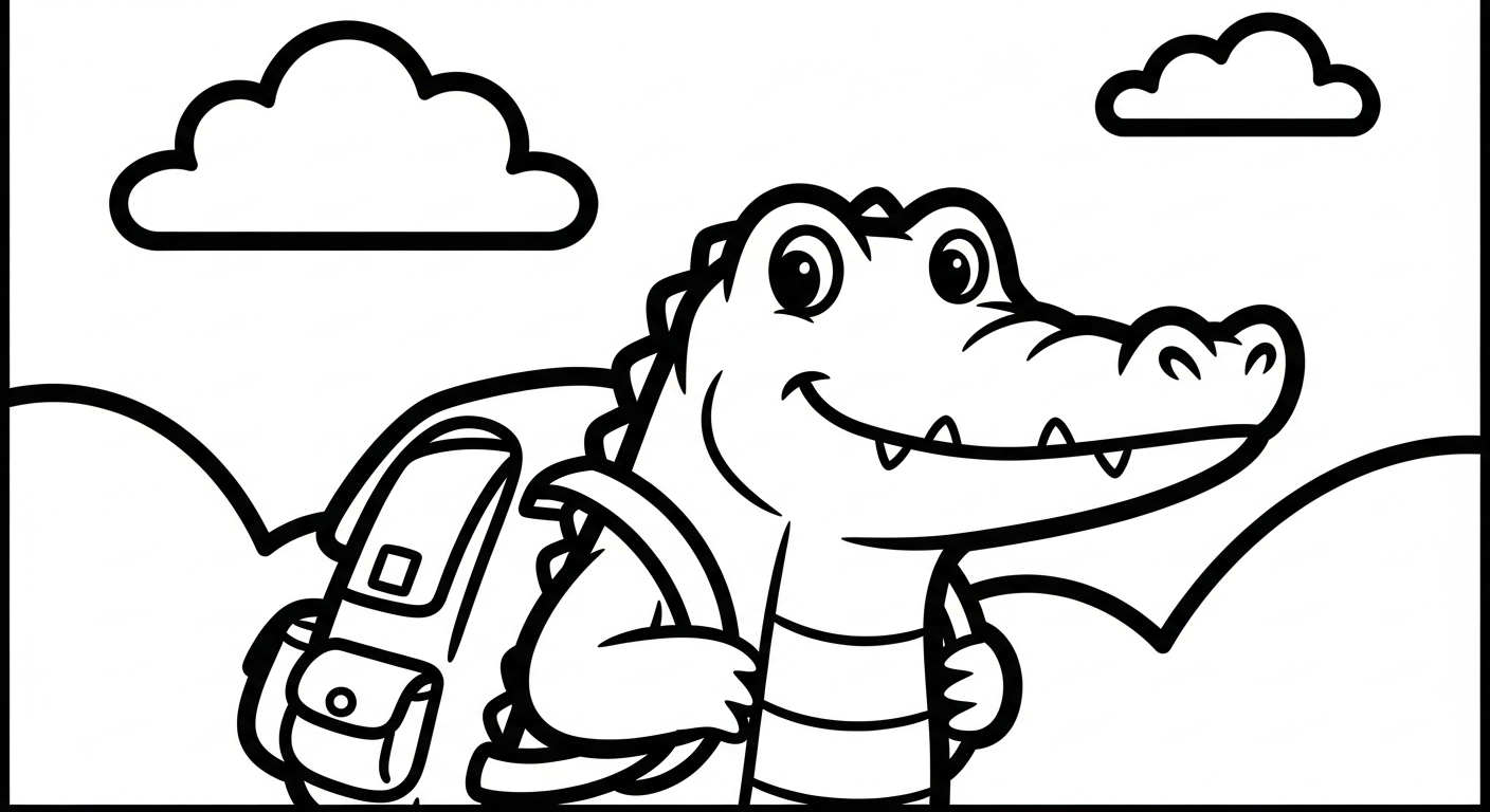 Crocodile coloring pages for kids to download 1