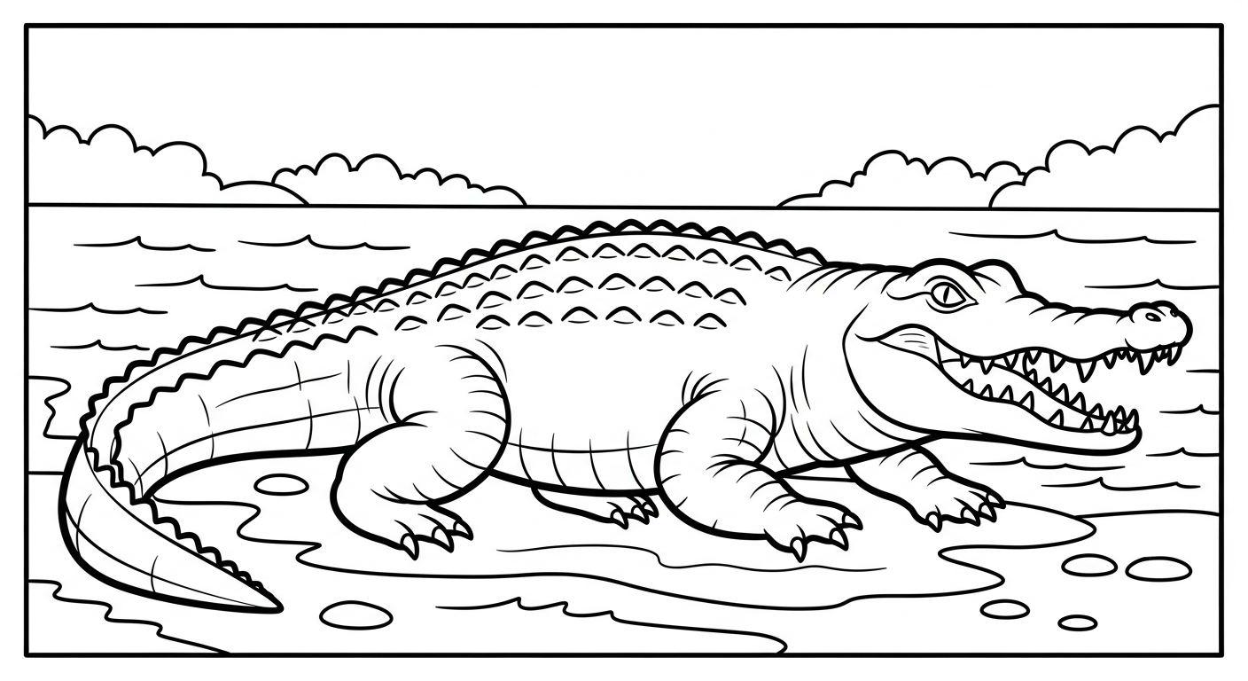 Crocodile coloring for 6 year old child