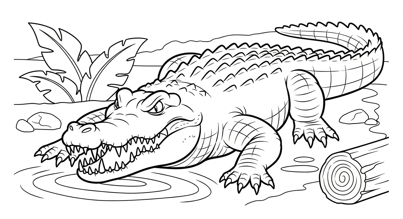 Crocodile coloring pages for kids to download