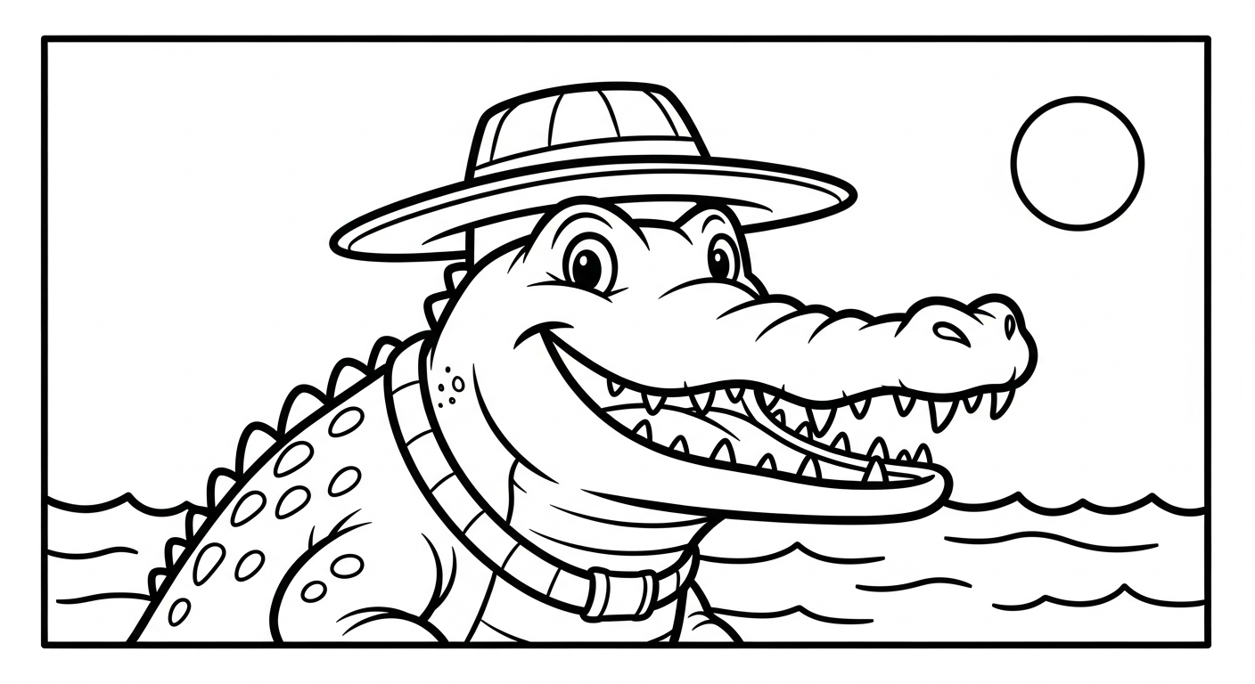 Crocodile coloring page to print for 12 year old child