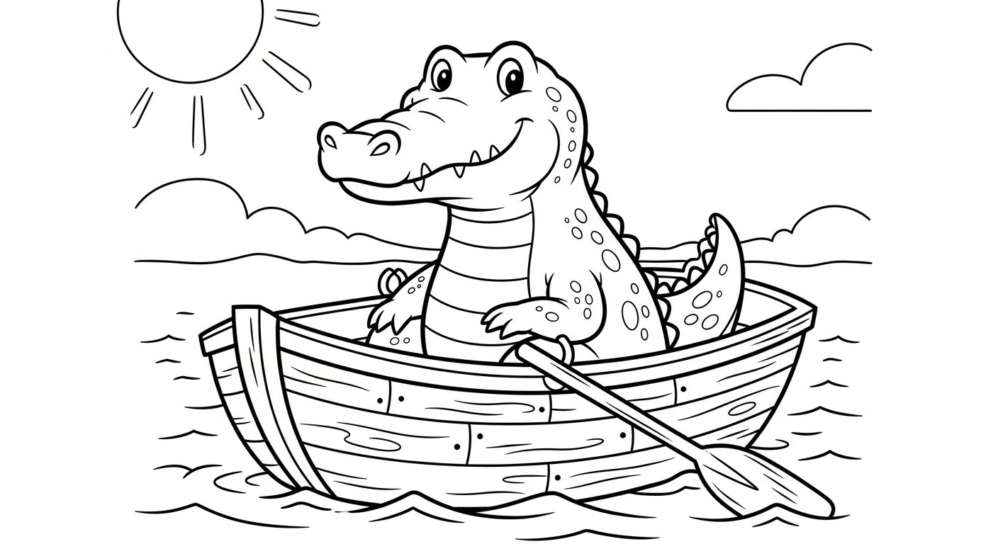 Crocodile coloring page to download