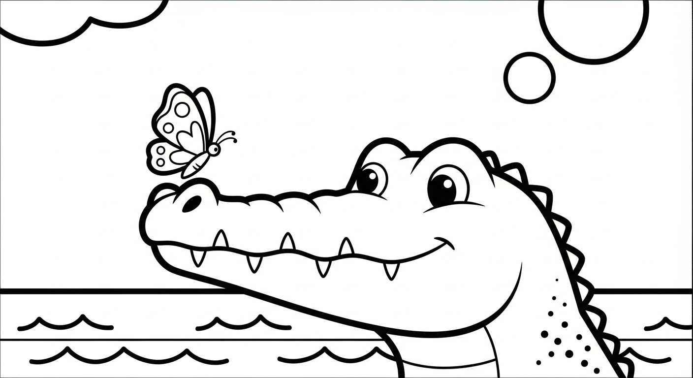 Crocodile coloring page for children