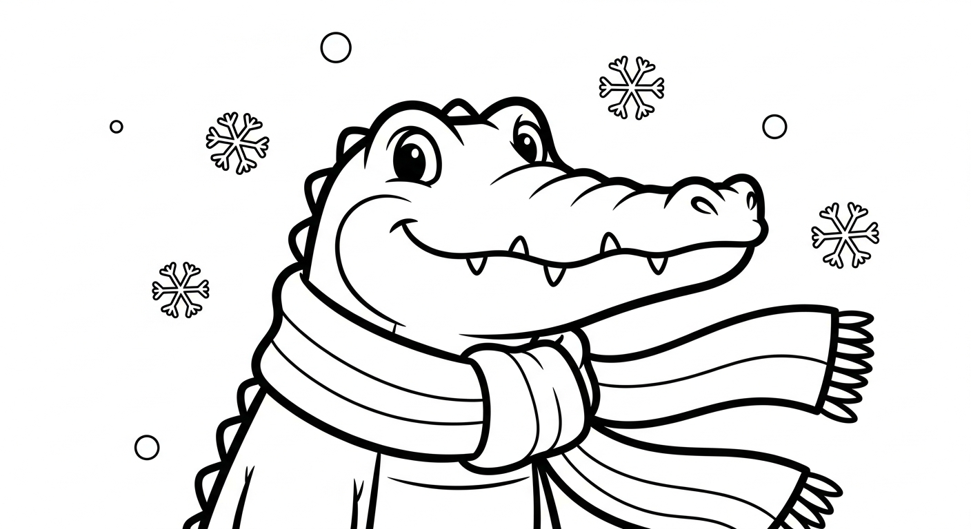 Crocodile coloring page and cutouts to print for free