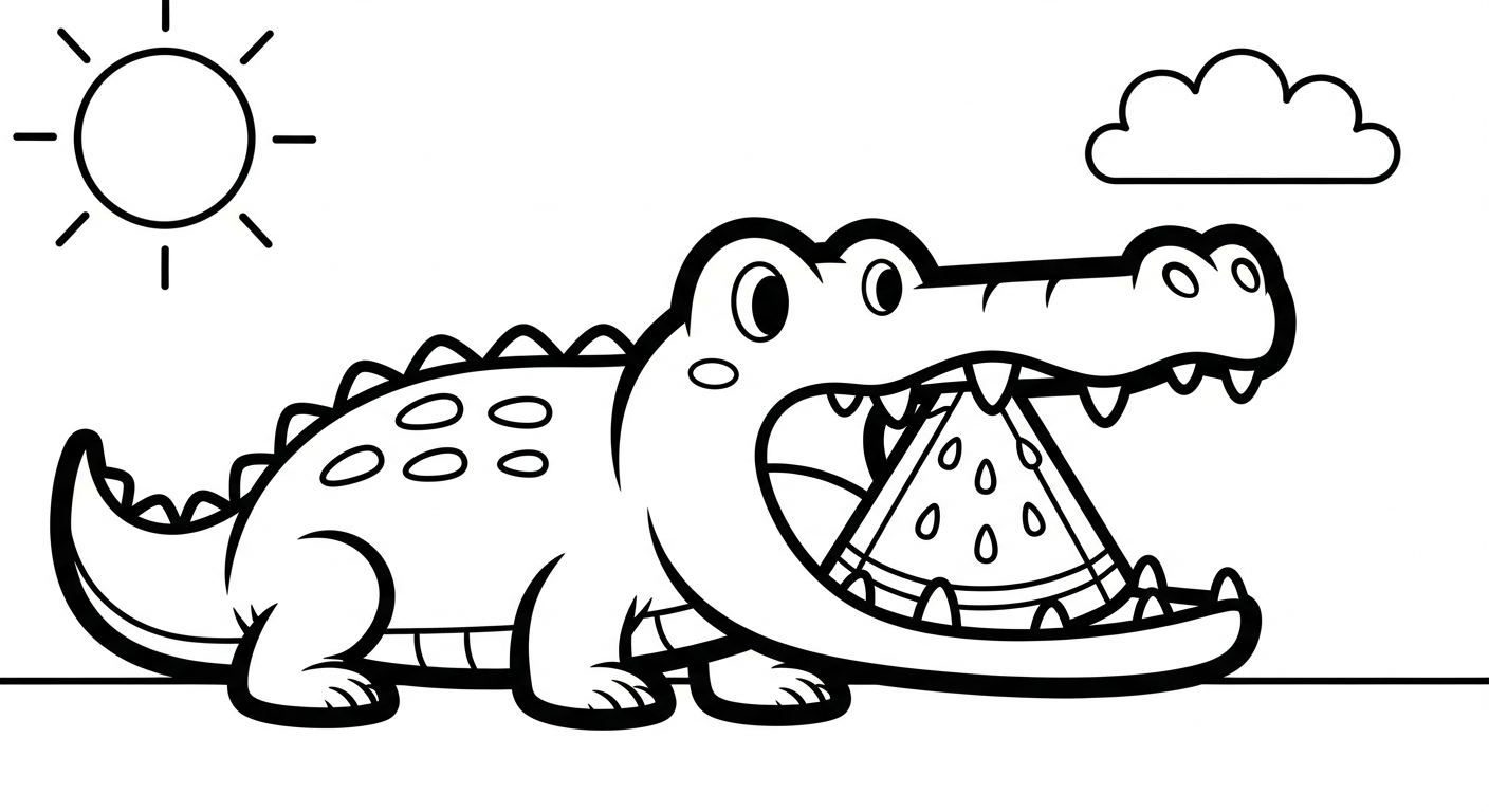 Crocodile coloring pages and drawings