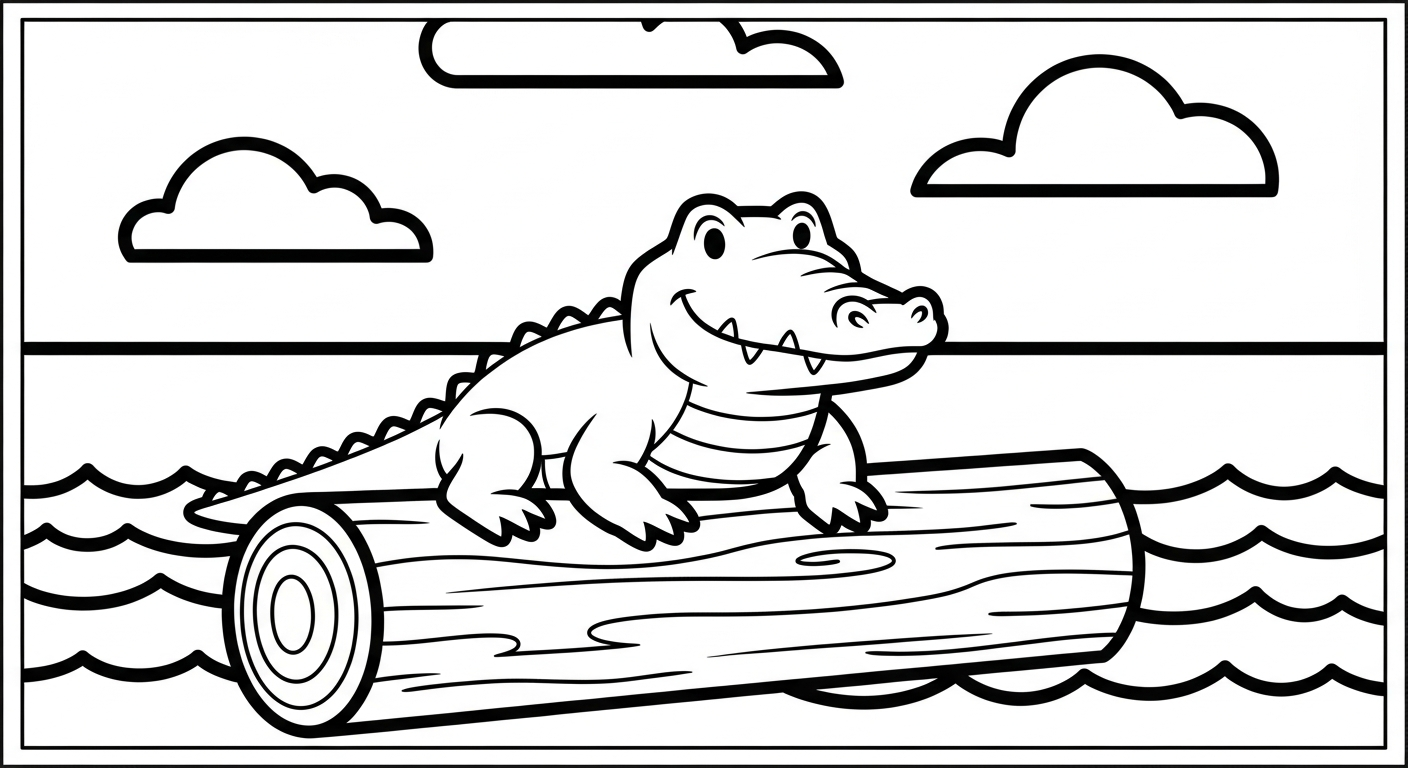 Crocodile coloring page for elementary school