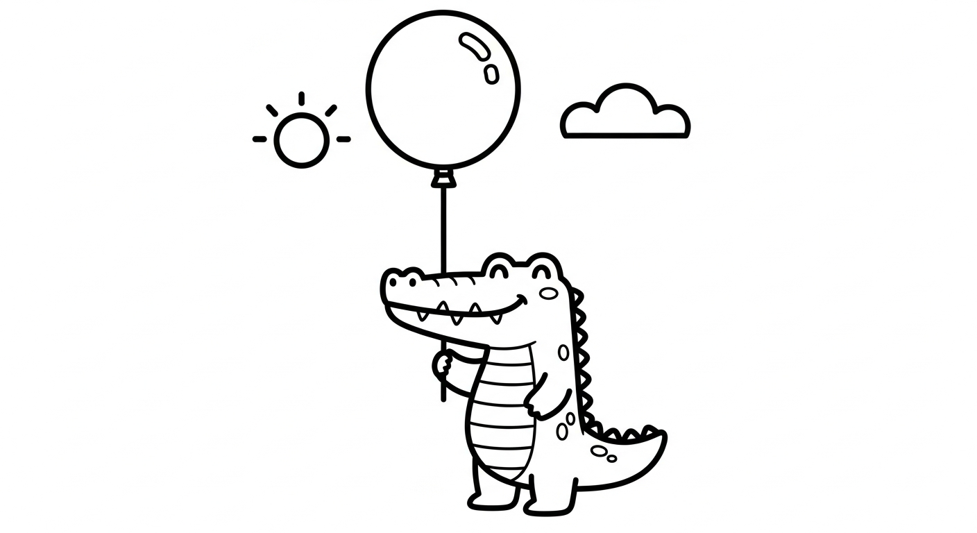 Crocodile coloring and drawing to print