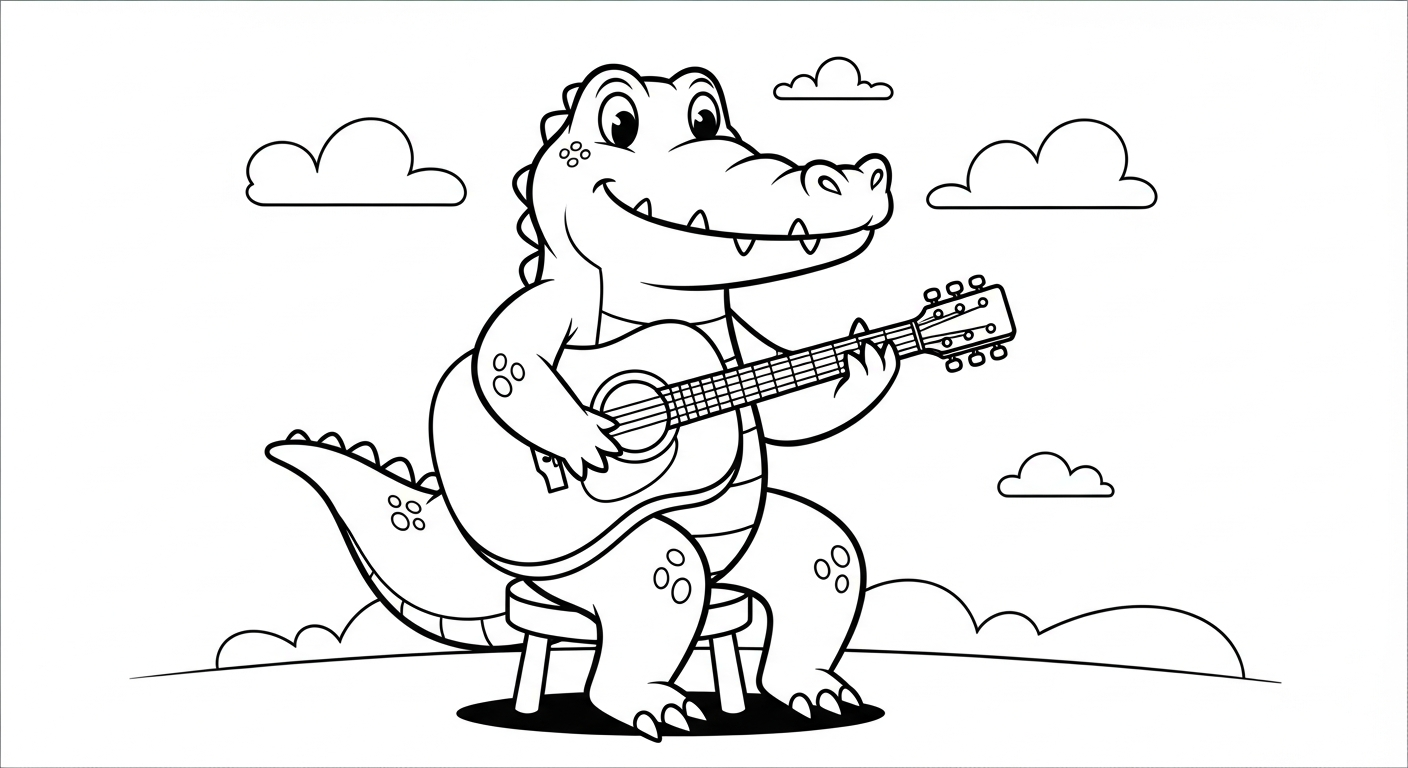 Crocodile coloring page to print for 8 year old child