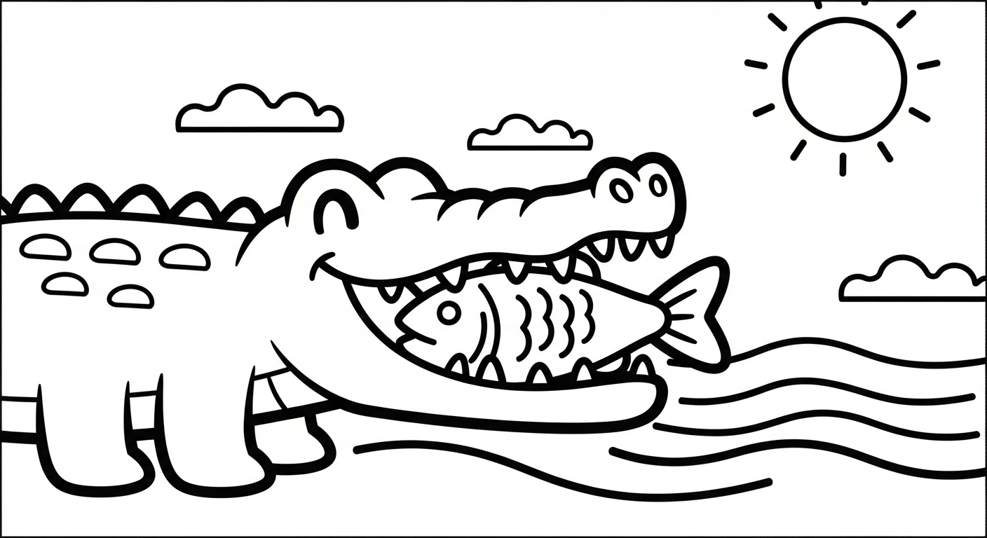 Crocodile coloring and cutting 1