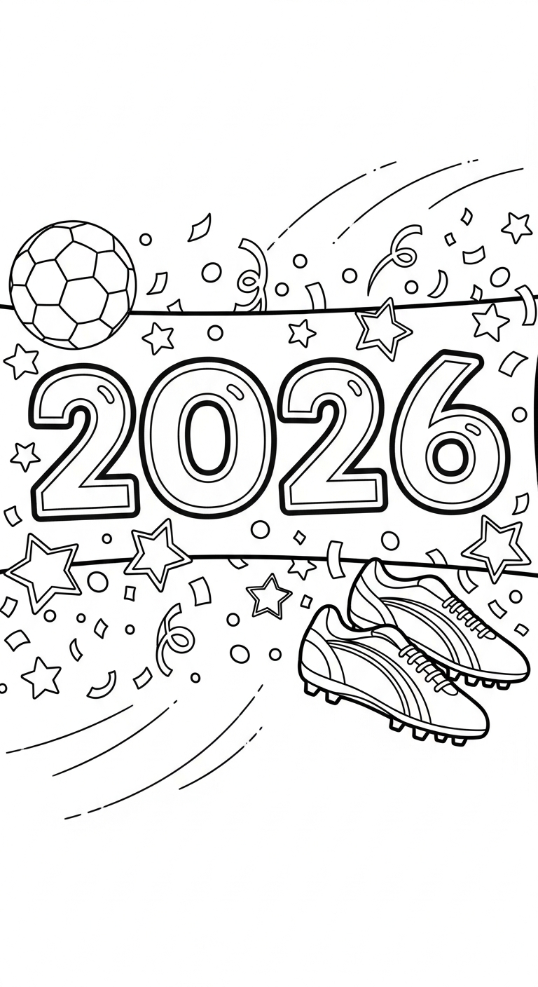 coloriage World Cup 2026 pour enfant à imprimer